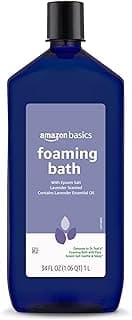 Amazon Basics Lavender Scented Foaming Bath with Essential Oil and Epsom Salt, Soothing, 34 Fluid Ounce