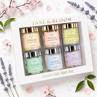 Epsom Salt Bath Gift Set – 6 Aromatherapy Blends with Essential Oils – Bath & Body Gift Set for Women, Stress Relief, Self Care, Birthday G...