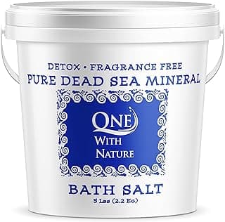 One with Nature 100% Dead Sea Bath Salt for Soaking - 5LB Unscented with High Mineral Content, Magnesium, Sulfur, Zinc, Potassium. Skin Nou...