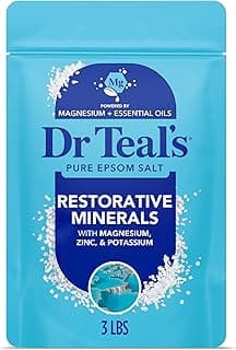 Dr Teal's Epsom Salt Magnesium Soak, Restorative Minerals with Magnesium, Potassium & Zinc, 3 lbs