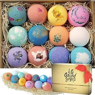 LifeAround2Angels Bath Bombs Gift Set 12 USA made Fizzies, Shea & Coco Butter Dry Skin Moisturize, Perfect for Bubble Spa Bath. Handmade Bi...